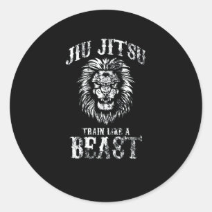 Jiu Jitsu Train Like a Beast BJJ Distressed Classic Round Sticker