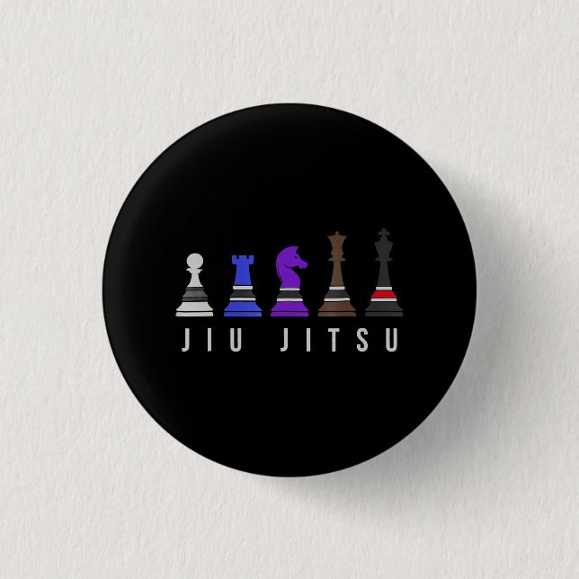 jiu jitsu training   chess, gift  bjj with text. 1 inch round button (Front)