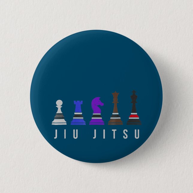 jiu jitsu training   chess, gift  bjj with text. 2 inch round button (Front)
