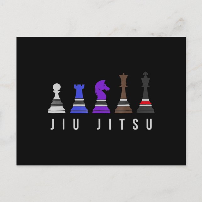 jiu jitsu training   chess, gift  bjj with text. announcement postcard (Front)