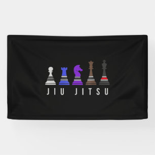 jiu jitsu training chess, gift bjj with text. banner