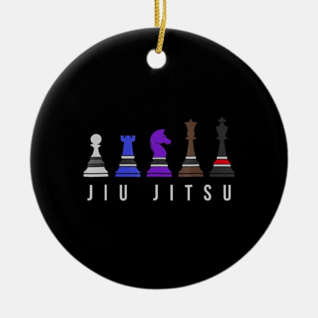 jiu jitsu training   chess, gift  bjj with text. ceramic ornament (Front)