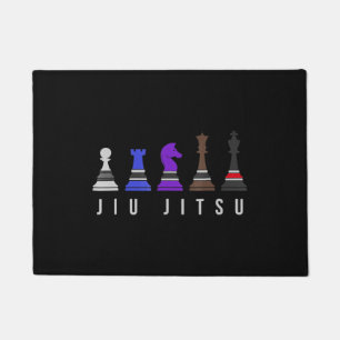 jiu jitsu training chess, gift bjj with text. doormat