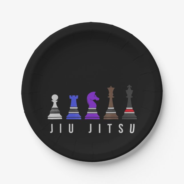 jiu jitsu training   chess, gift  bjj with text. paper plate (Front)