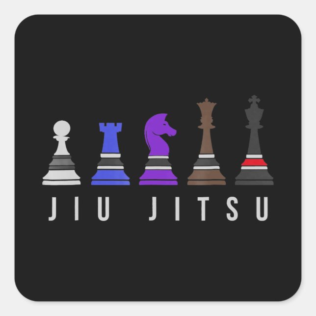 jiu jitsu training   chess, gift  bjj with text. square sticker (Front)