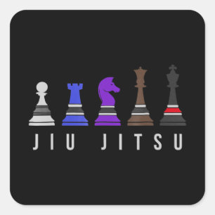 jiu jitsu training   chess, gift  bjj with text. square sticker