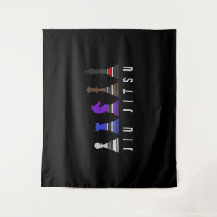 jiu jitsu training chess, gift bjj with text. tapestry