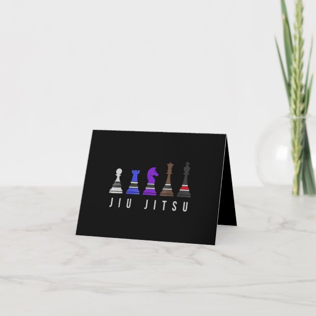 jiu jitsu training   chess, gift  bjj with text. thank you card (Front)