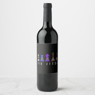 jiu jitsu training   chess, gift  bjj with text. wine label