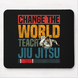 Jiu Jitsu Vintage Retro Change The World Teach Jiu Mouse Pad