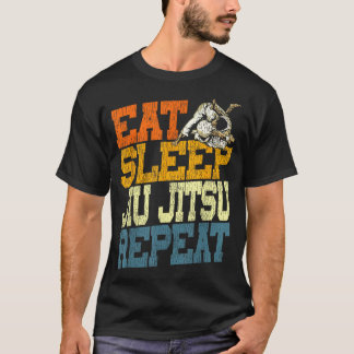 Jiu Jitsu Vintage Retro Eat Sleep Jiu Jitsu Repeat T-Shirt