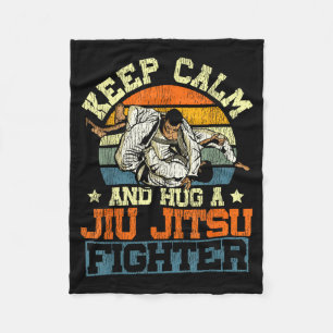 Jiu Jitsu Vintage Retro Keep Calm and Hug A Jiu Fleece Blanket