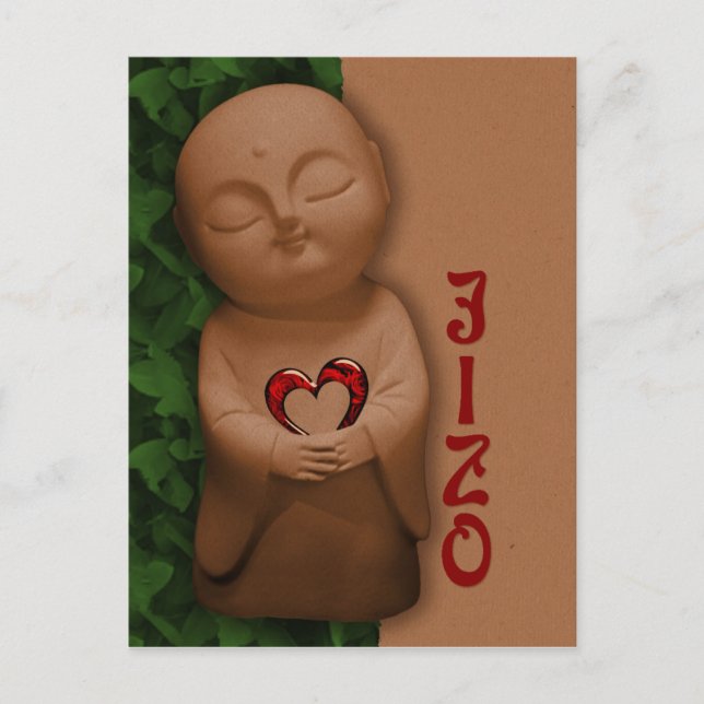 Jizō holding a heart CC0796 Sympathy Postcard (Front)