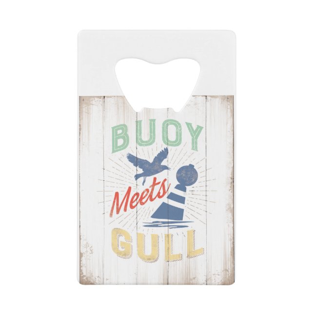 JJ72 Buoy Meets Gull.tif Credit Card Bottle Opener (Front)