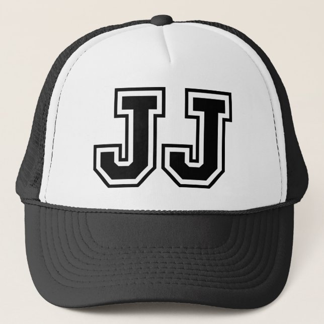 'JJ' Monogram Trucker Hat (Front)