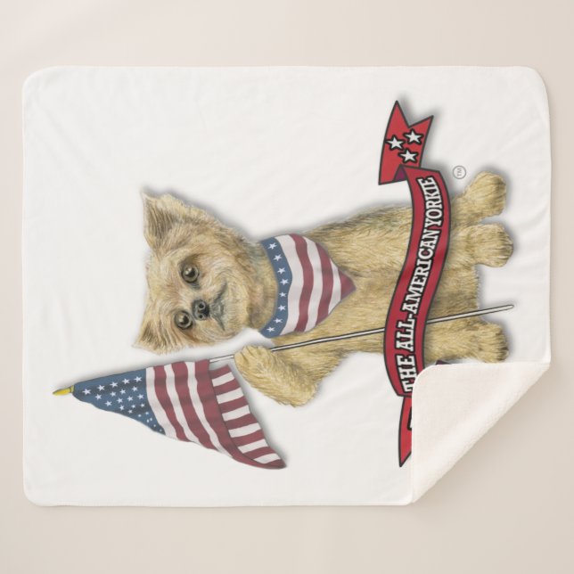 ”JJ, The All-American Yorkie." Sherpa Blanket (Front (Horizontal))