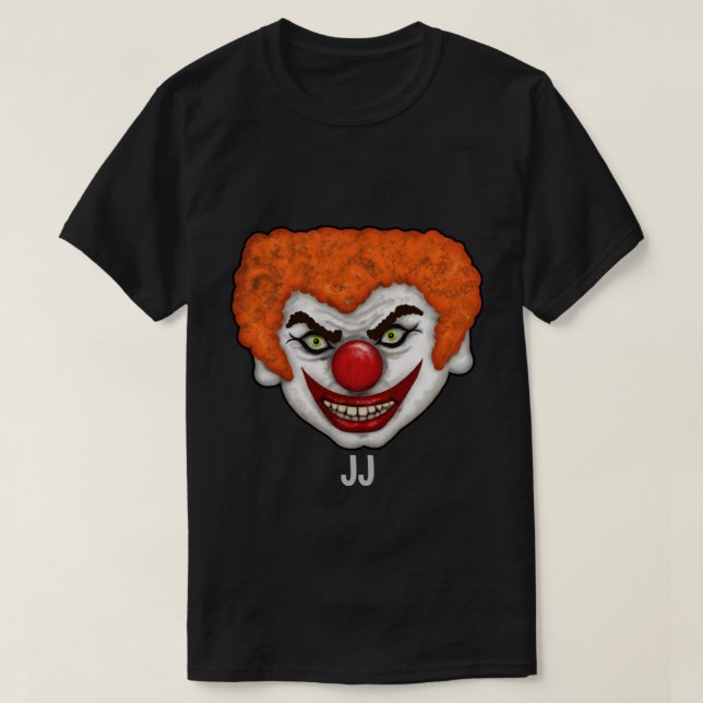 JJ the Creepy Faced Clown | Halloween Fun T-Shirt (Design Front)