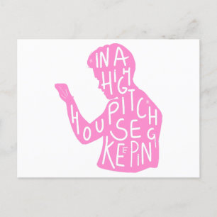 JJs silhouette housekeeping quote in pastel pink Holiday Postcard