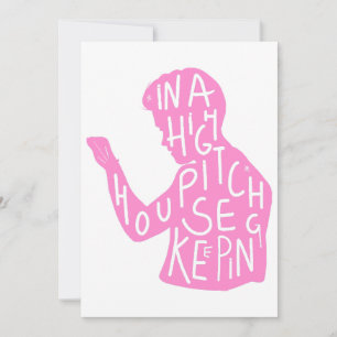 JJs silhouette housekeeping quote  in pastel pink  Invitation