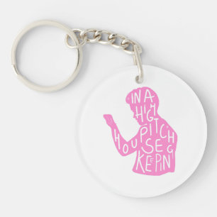 JJs silhouette housekeeping quote  in pastel pink  Keychain