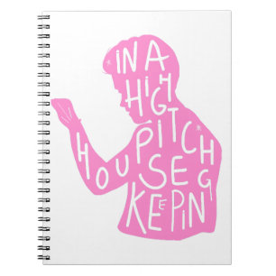 JJs silhouette housekeeping quote  in pastel pink  Notebook