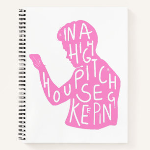 JJs silhouette housekeeping quote  in pastel pink  Notebook