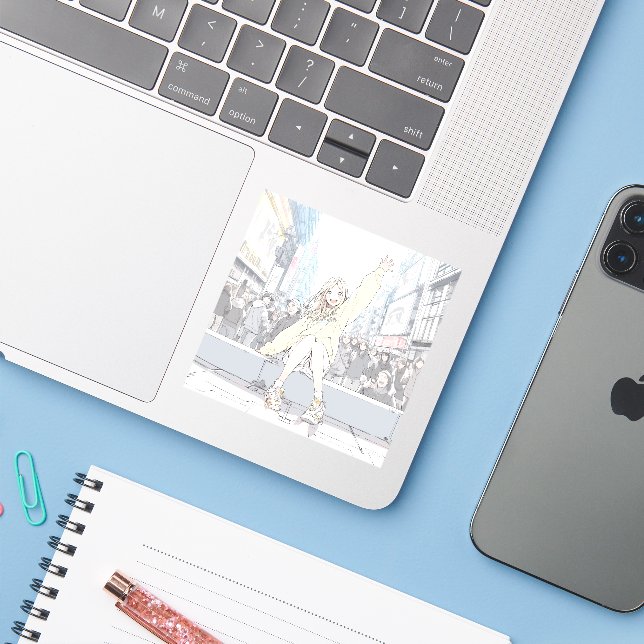 JK Sticker Waving | Sushi Musume Seal GenerativeAI (Laptop w/ iPhone)