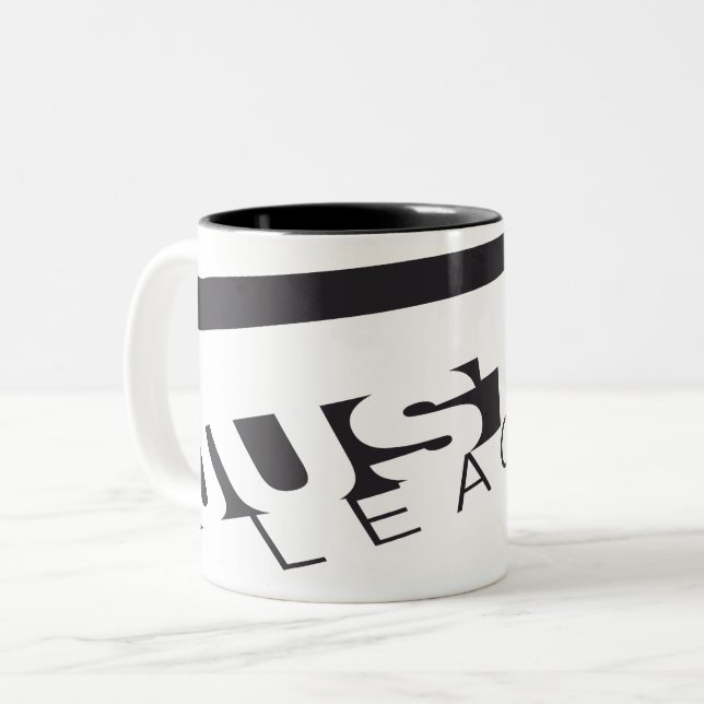 JL B/W Skewed Two-Tone Coffee Mug (Front Left)