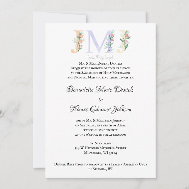 JMJ Faire-part de mariage catholique (Devant)