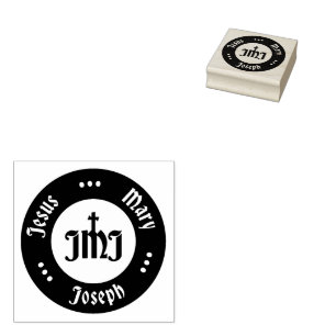 JMJ: Jesus, Mary, Joseph Logo Rubber Stamp