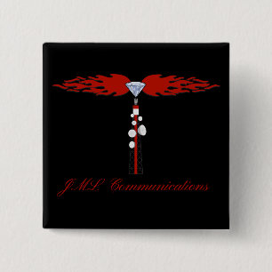 JML Communications Tower Logo 2 Inch Square Button