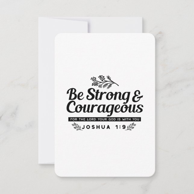 Jo 1:9 Bible Verse Design –Be Strong & Courageous Thank You Card (Front)