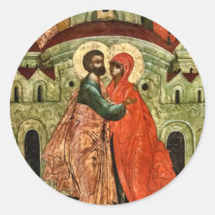 Joachim and Anna Parents of the Theotokos Icon     Classic Round Sticker