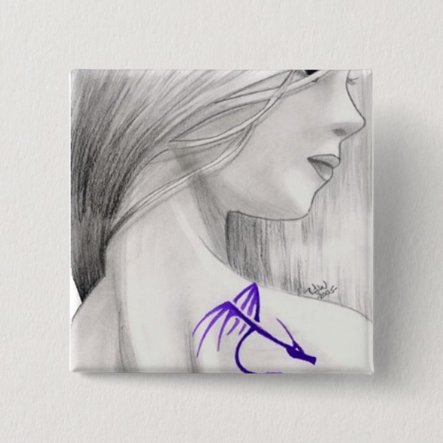 Joan 2 Inch Square Button (Front)