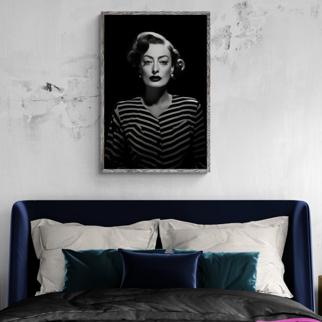 Joan Crawford en noir, poster noir et blanc (Créateur téléchargé)