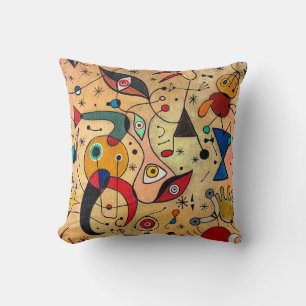 joan miro paintings art, abstract art poster throw pillow
