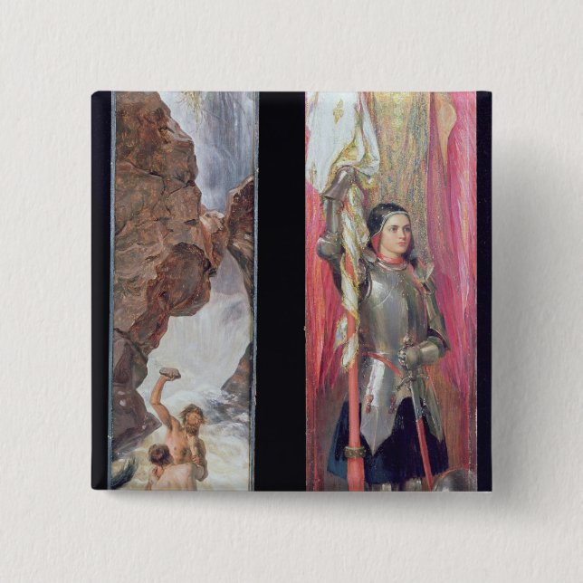 Joan of Arc, 1890s 2 Inch Square Button (Front)