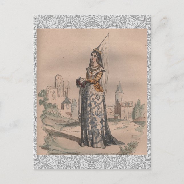 Joan of Arc Medieval French fashion costume lace Postcard (Front)