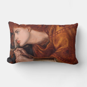 Joan of Arc (Portrait) (by Dante Gabriel Rossetti) Lumbar Pillow