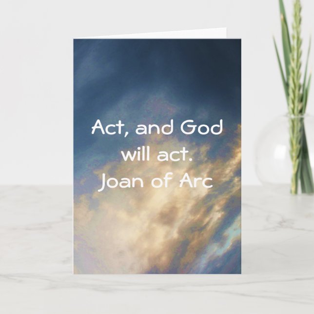 Joan of Arc Quote With Blue Sky Clouds Card (Front)