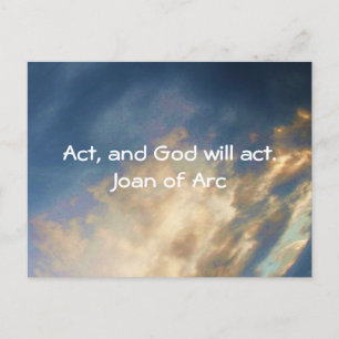 Joan of Arc Quote With Blue Sky Clouds Postcard
