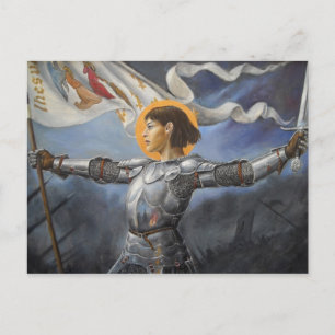 Joan of Arc with banner Postcard