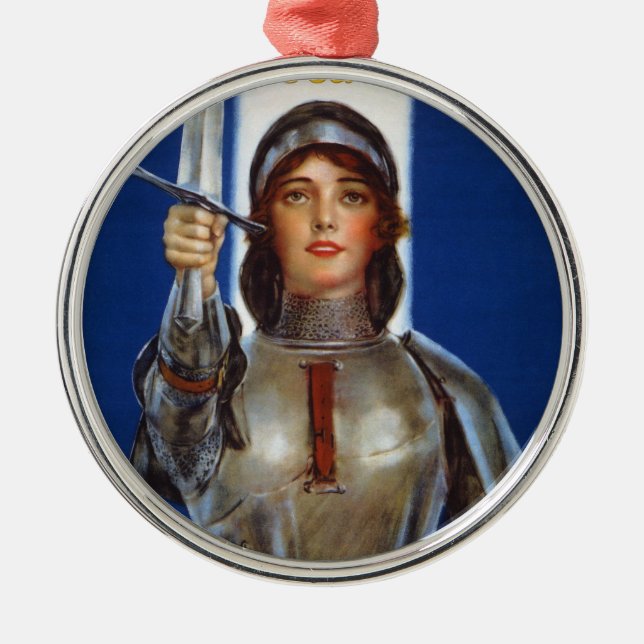 Joan of Arc World War I Buy War Saving Stamps Metal Ornament (Front)