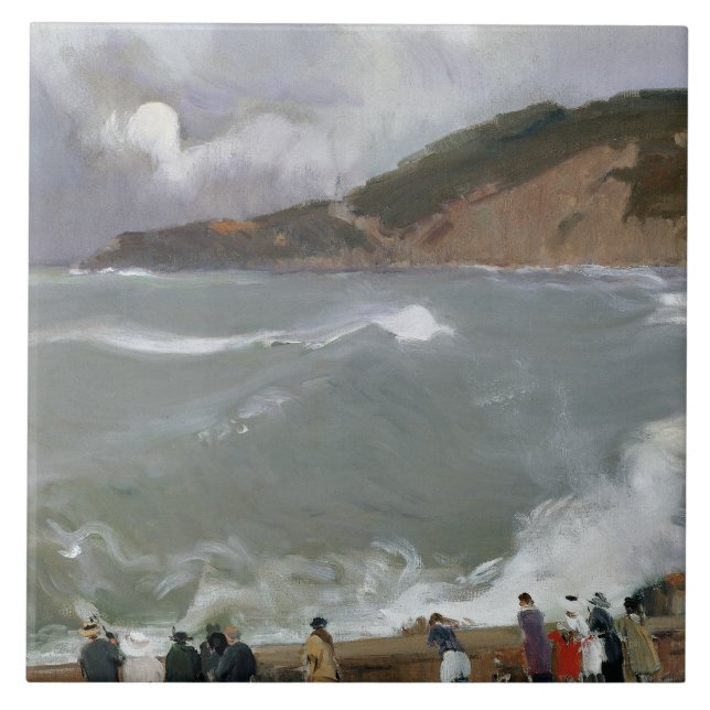 Joaquin Sorolla - Breakwater, San Sebastian Tile (Front)