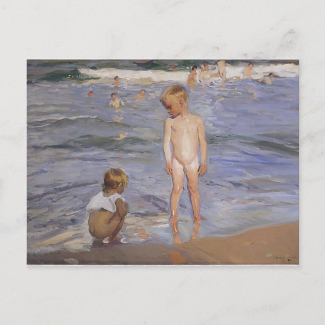 Joaquín Sorolla- Children bathing in afternoon sun Postcard (Front)
