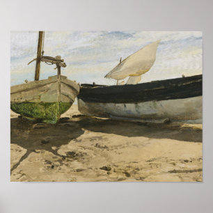 Joaquin Sorolla - Fishing boats on the beach Poster
