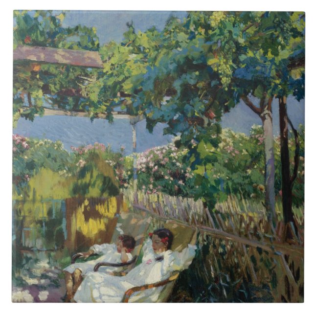 Joaquin Sorolla - Siesta in the Garden Tile (Front)