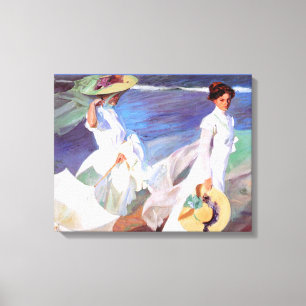 Joaquin Sorolla Women Walking Beach Canvas Print