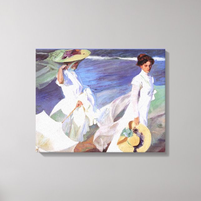 Joaquin Sorolla Women Walking Beach Canvas Print (Front)