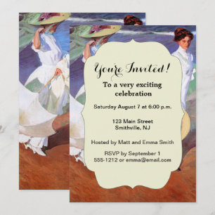 Joaquin Sorolla Women Walking Beach Invitation